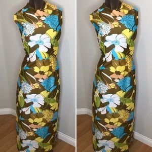 Vintage 60s Tiki maxi dress